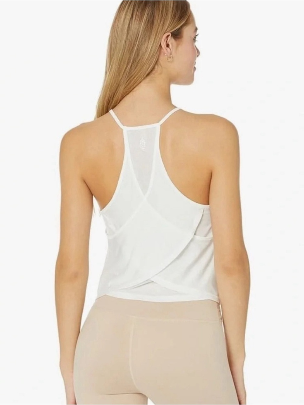 EUC Free People Not So Fast White Tank Top Flowy Blouse Size Large OB1512162